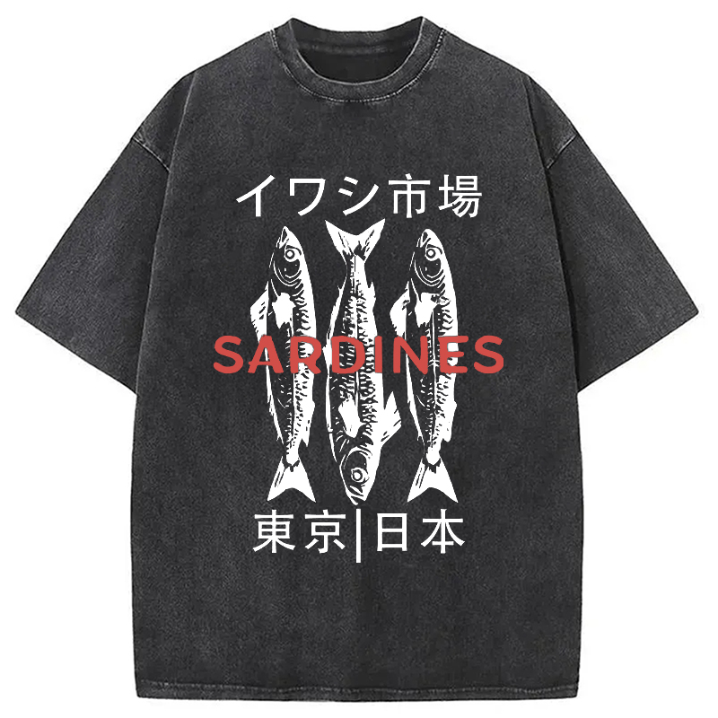 Modecanvas Japan Sardines Market Washed T-Shirt