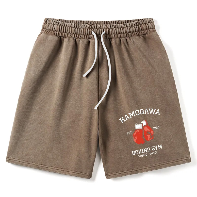 Modecanvas Retro Boxing Gloves Manga Anime Washed Shorts