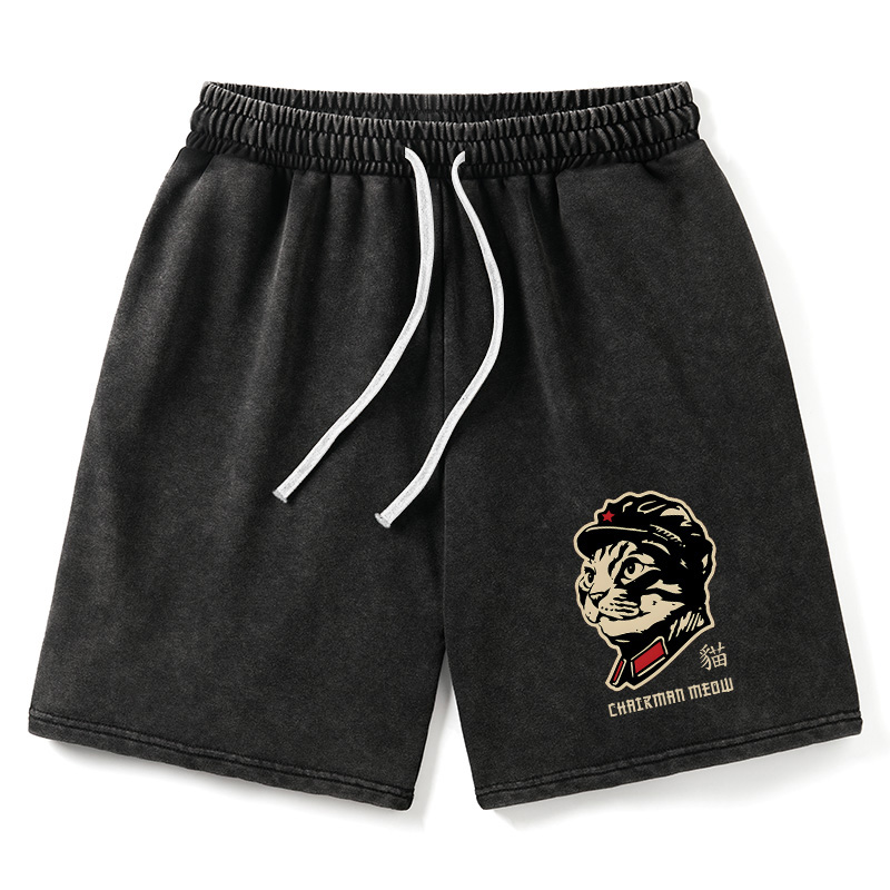 Modecanvas Chinese Spirit Cat Washed Shorts