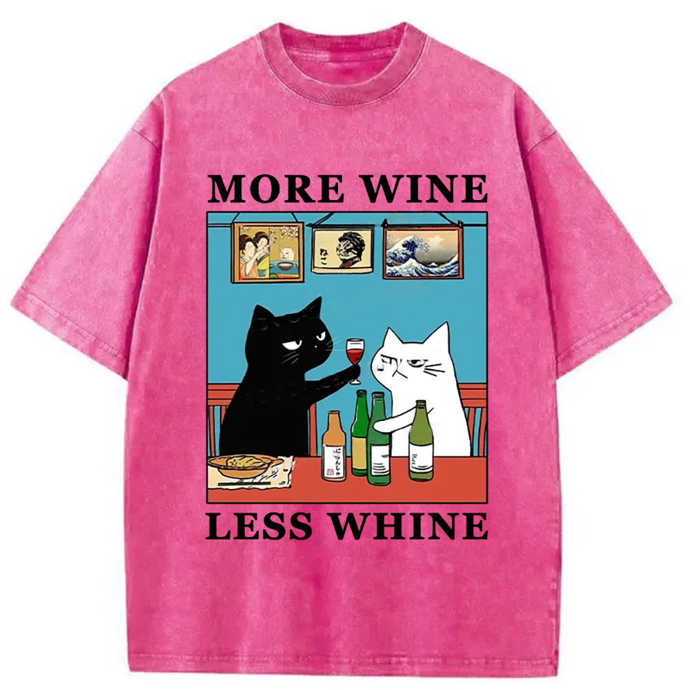 Modecanvas Funny More Wine Less Whine Washed T-Shirt