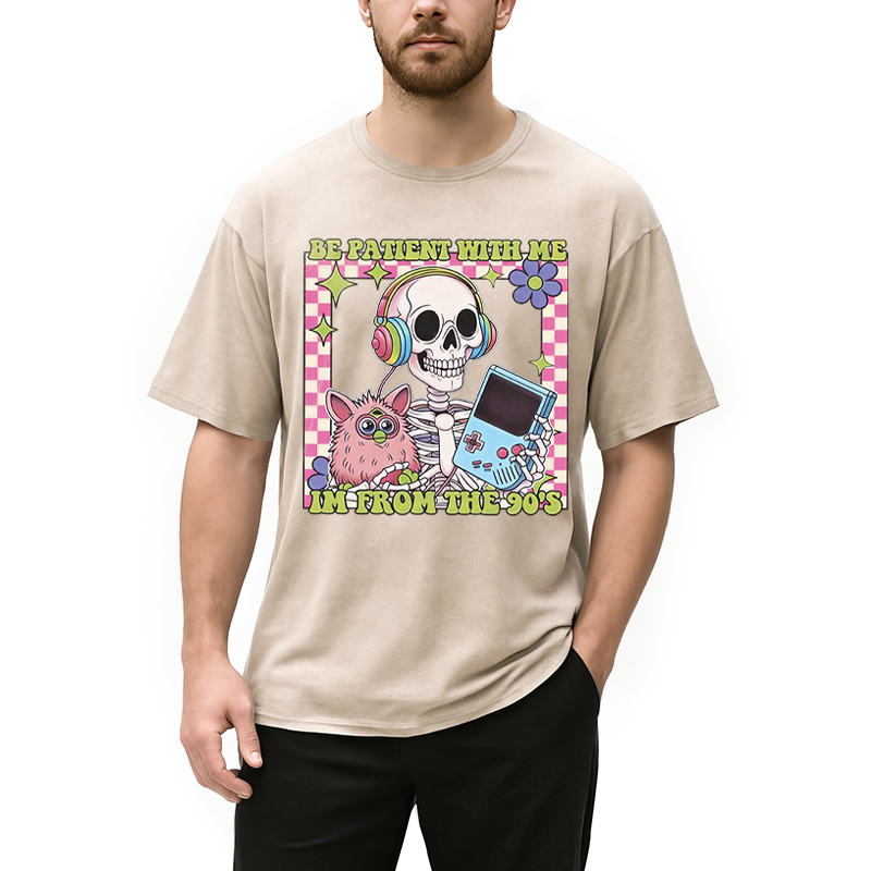 Modecanvas Please Be Patient Skull Meme Washed T-Shirt