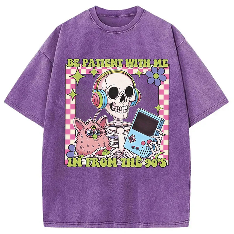 Modecanvas Please Be Patient Skull Meme Washed T-Shirt