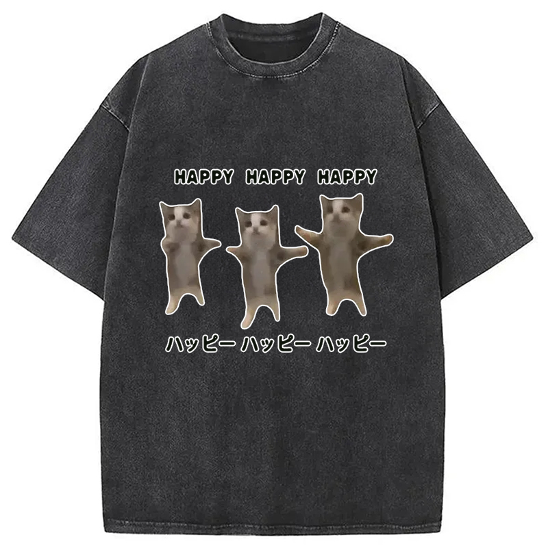 Modecanvas Dancing Cats Washed T-Shirt