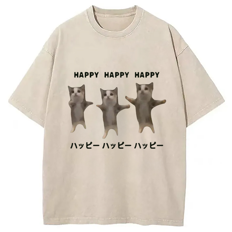 Modecanvas Dancing Cats Washed T-Shirt