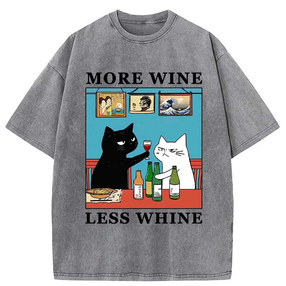 Modecanvas Funny More Wine Less Whine Washed T-Shirt