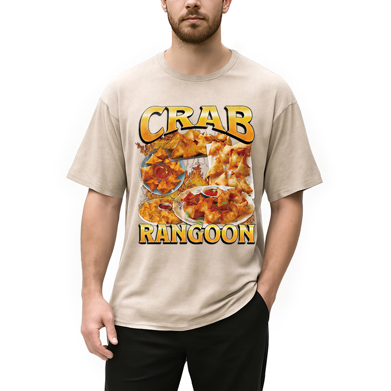 Modecanvas Crab Rangoon Funny Meme Washed T-Shirt
