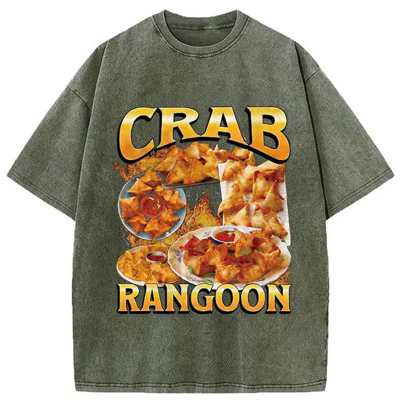 Modecanvas Crab Rangoon Funny Meme Washed T-Shirt
