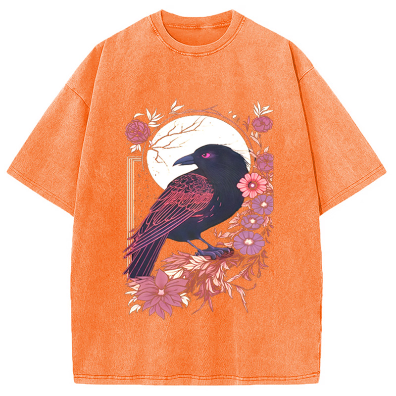Modecanvas Goth Raven Moon Washed T-Shirt