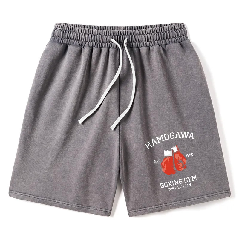 Modecanvas Retro Boxing Gloves Manga Anime Washed Shorts