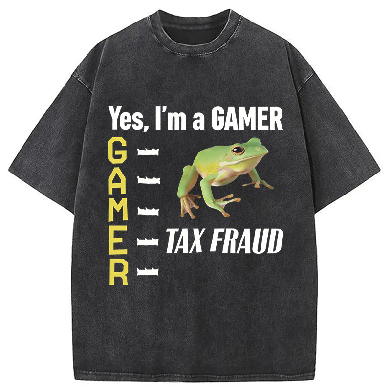 Modecanvas Frog Gamer Meme Washed T-Shirt