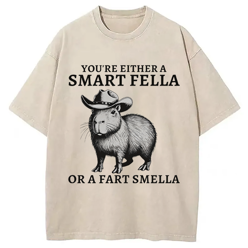 Modecanvas Retro Smart Fella Capybara 90s Washed T-Shirt
