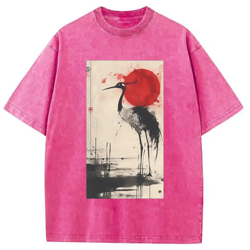 Modecanvas Japanese Crane Washed T-Shirt