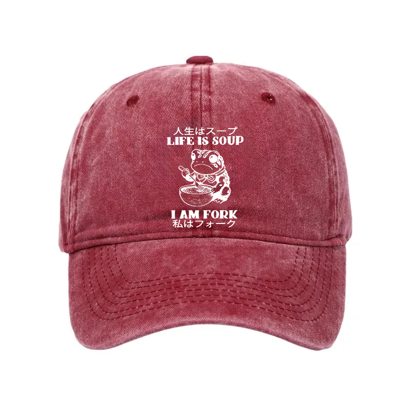 Modecanvas Life Is Soup I Am Fork Washed Cap-modecanvas