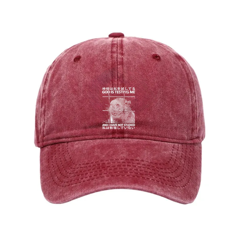 Modecanvas God Is Testing Me Washed Cap-modecanvas