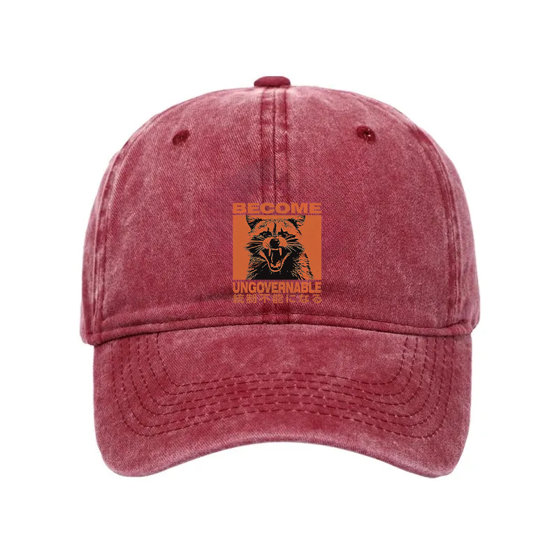 Modecanvas Ungovernable Raccoon Washed Cap-modecanvas