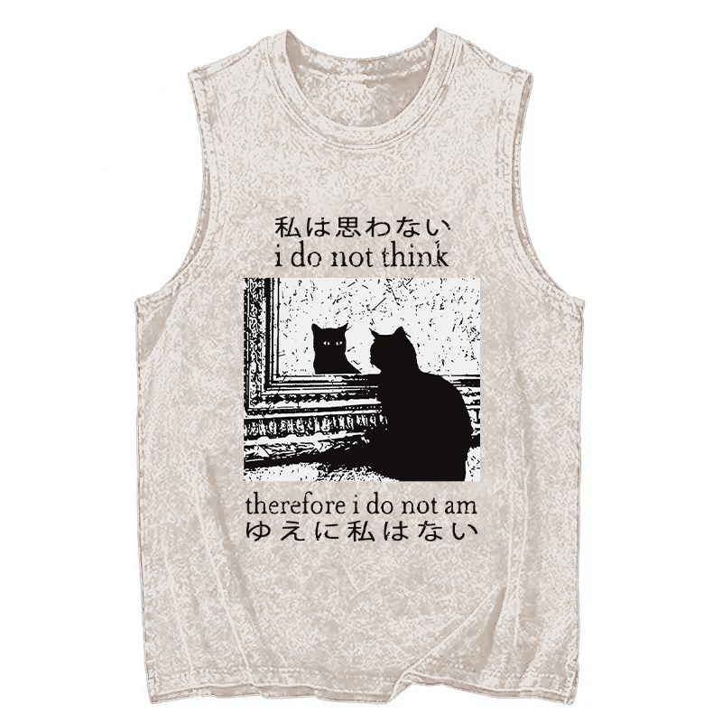 Modecanvas Thinking Cat DTG Printing Washed Tank-modecanvas