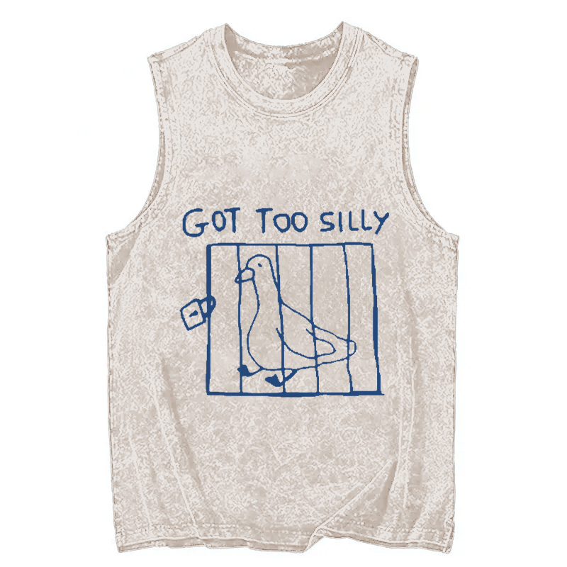 Modecanvas Got Too Silly Meme DTG Printing Washed Tank-modecanvas