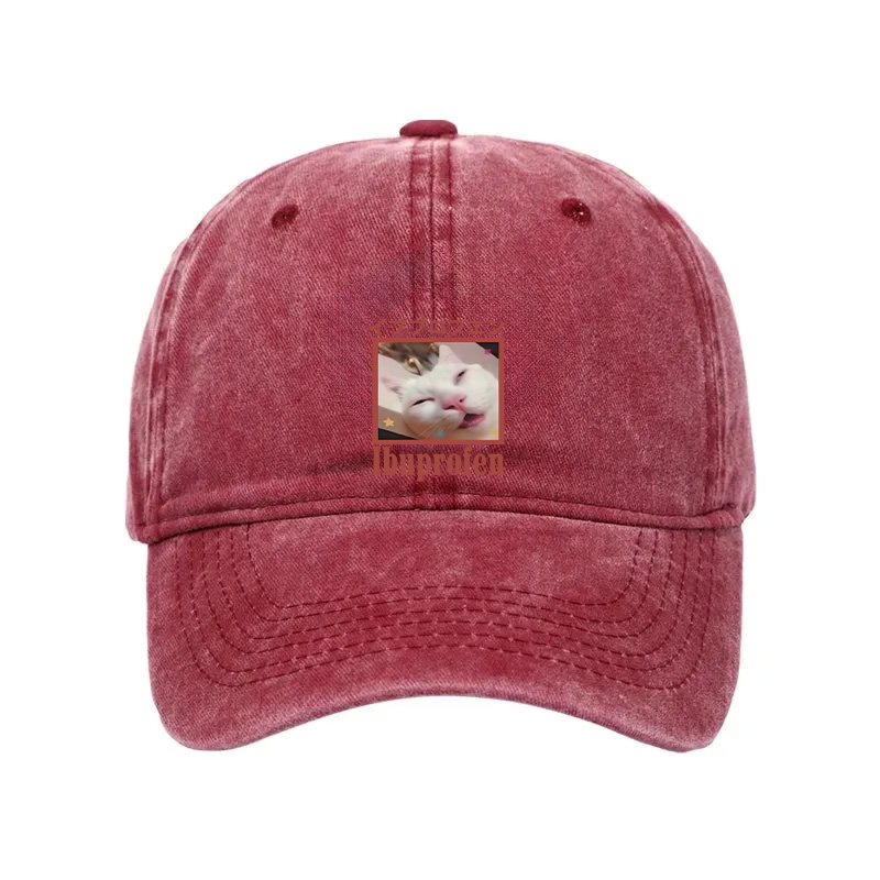 Modecanvas Ibuprofen Meme Cat Washed Cap-modecanvas