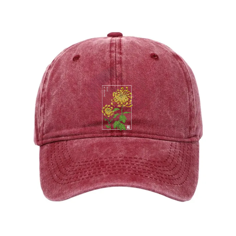 Modecanvas Retro Chrysanthemum Washed Cap-modecanvas