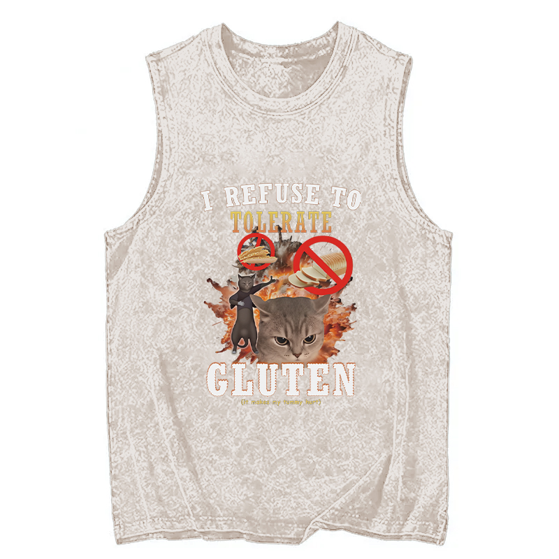Modecanvas I Refuse to Tolerate Gluten DTG Printing Washed Tank-modecanvas