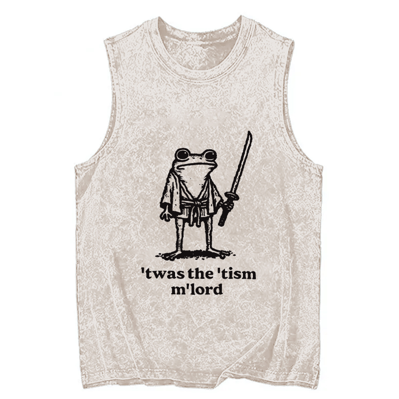 Modecanvas Focused Samurai Frog DTG Printing Washed Tank-modecanvas
