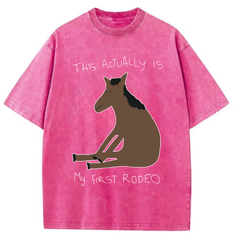 Modecanvas This Actually is My First Rodeo Washed T-Shirt