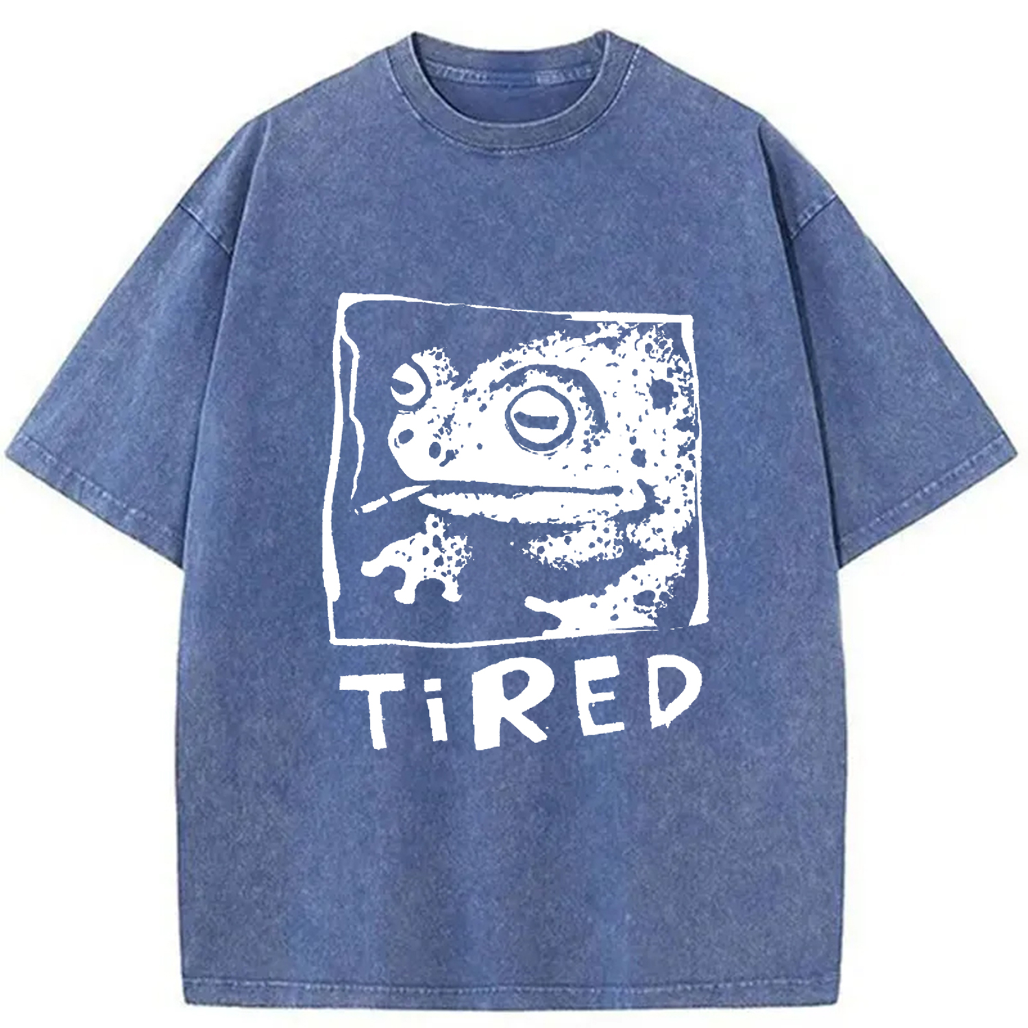 Modecanvas Tired Frog Vintage Washed T-shirt-modecanvas