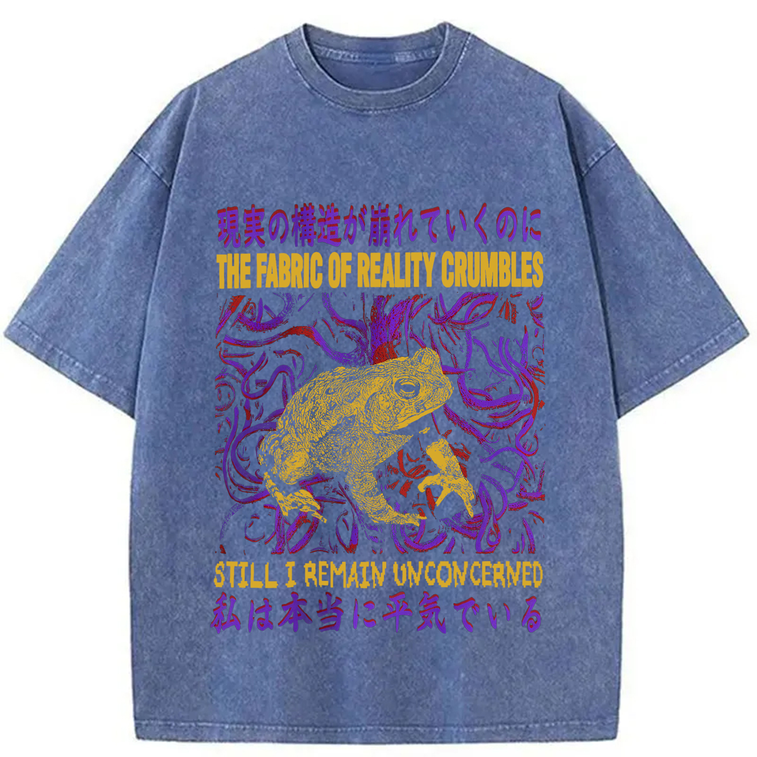 Modecanvas Fabric of Reality Crumbles Still I Remain Unconcerned DTG Printing Washed T-Shirt-modecanvas