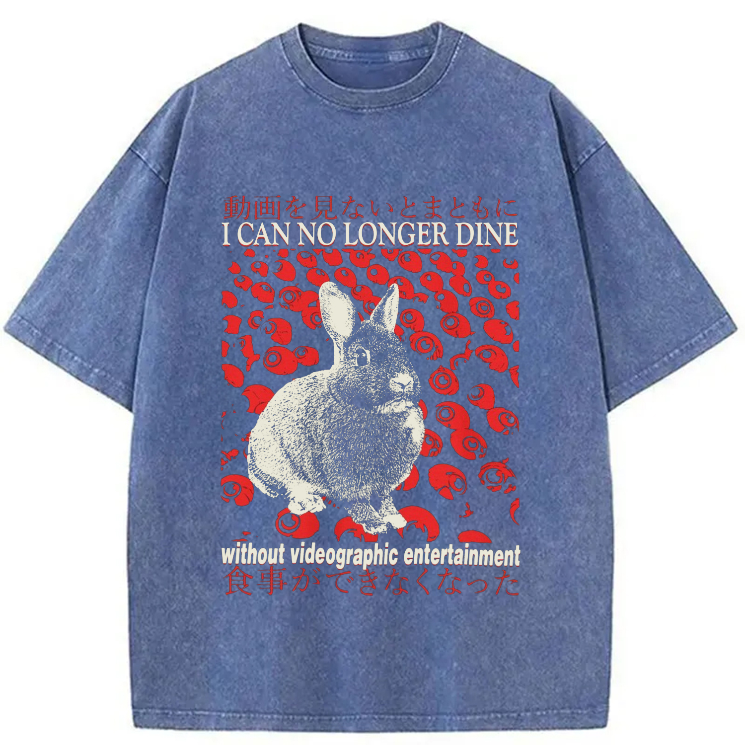 Modecanvas I Can No Longer Dine without Videographic Entertainment Washed T-Shirt-modecanvas