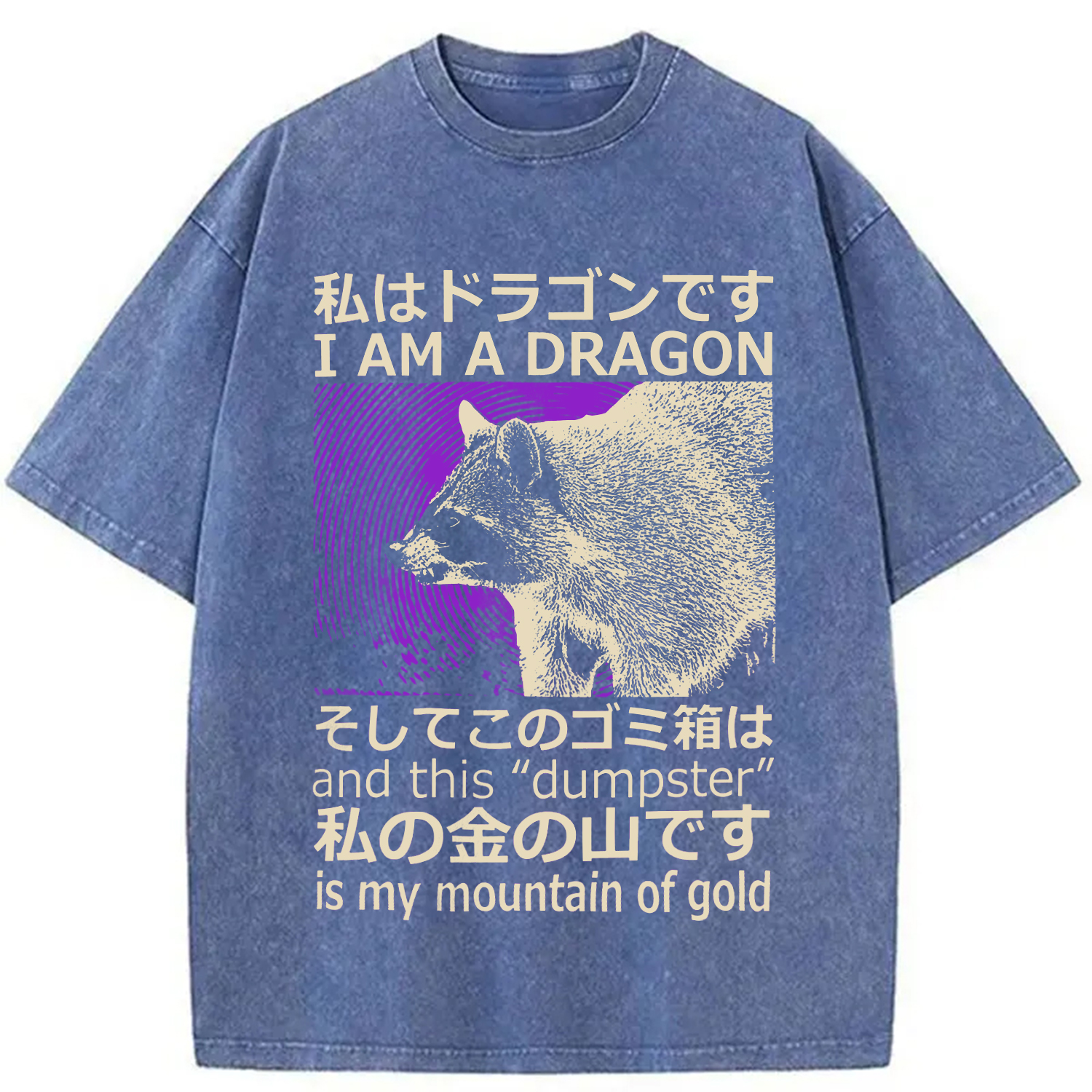 Modecanvas I Am A Dragon and this "Dumpster" is My Mountain of Gold DTG Printing Washed T-Shirt-modecanvas