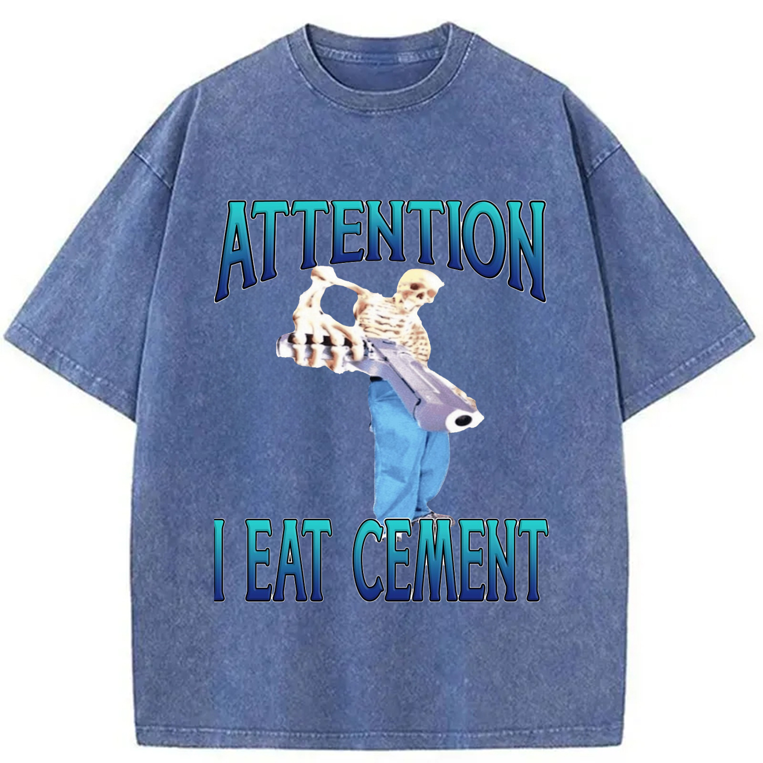 Modecanvas Attention I Eat Cement Washed T-Shirt