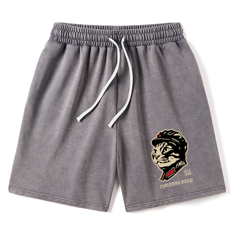 Modecanvas Chinese Spirit Cat Washed Shorts