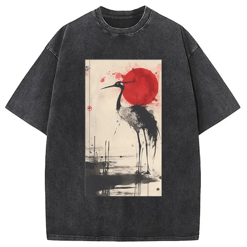 Modecanvas Japanese Crane Washed T-Shirt
