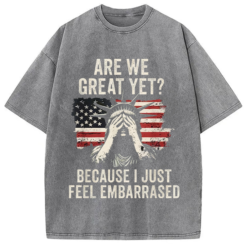 Modecanvas Are We Great Yet DTG Printing Washed T-Shirt