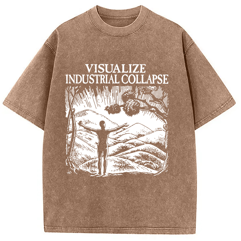 Modecanvas Industrial Collapse DTG Printing Washed T-Shirt-modecanvas