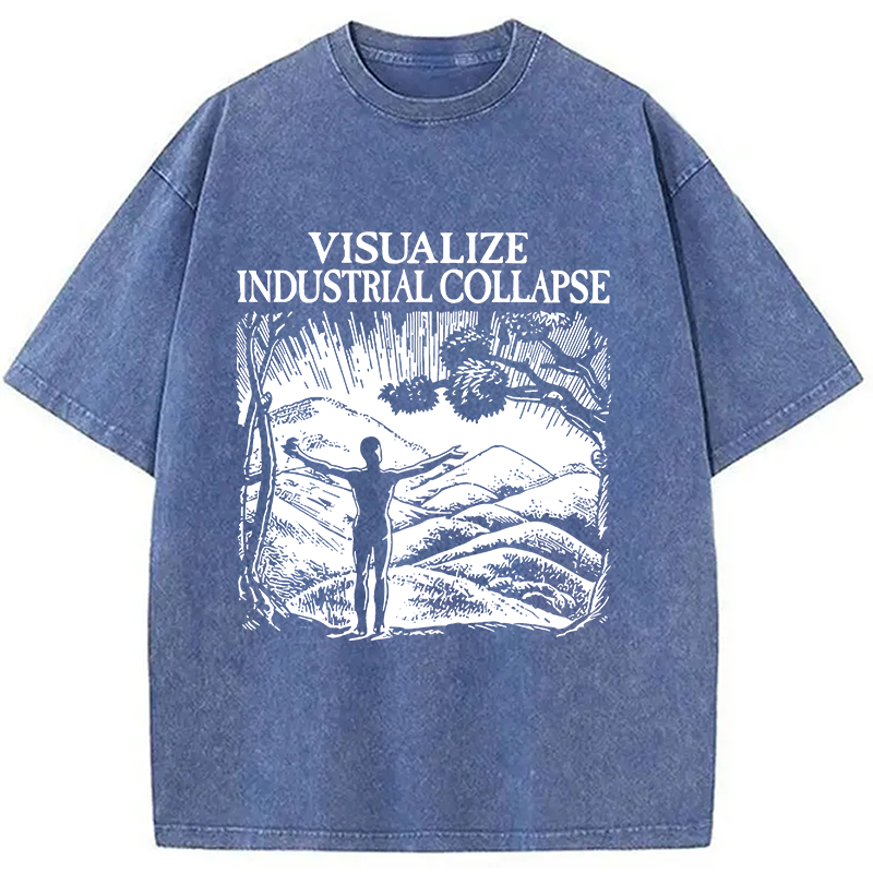 Modecanvas Industrial Collapse DTG Printing Washed T-Shirt-modecanvas