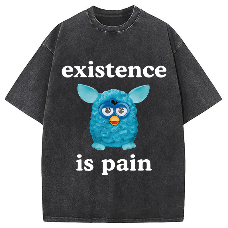 Modecanvas Existence Is Pain DTG Printing Washed T-Shirt
