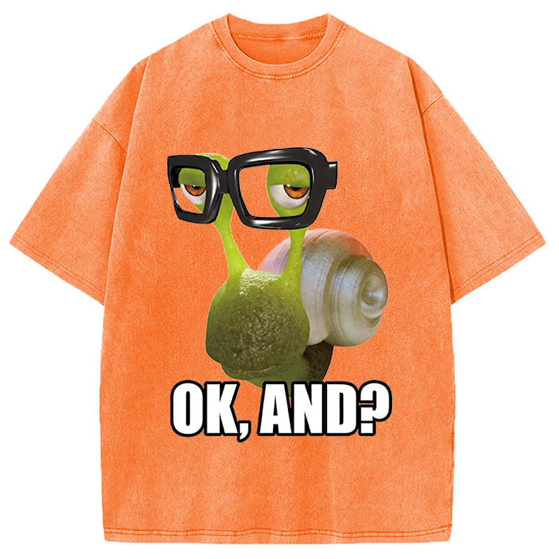 Modecanvas Ok And Snail DTG Printing Washed T-Shirt