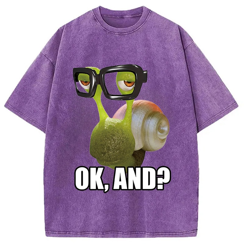 Modecanvas Ok And Snail DTG Printing Washed T-Shirt