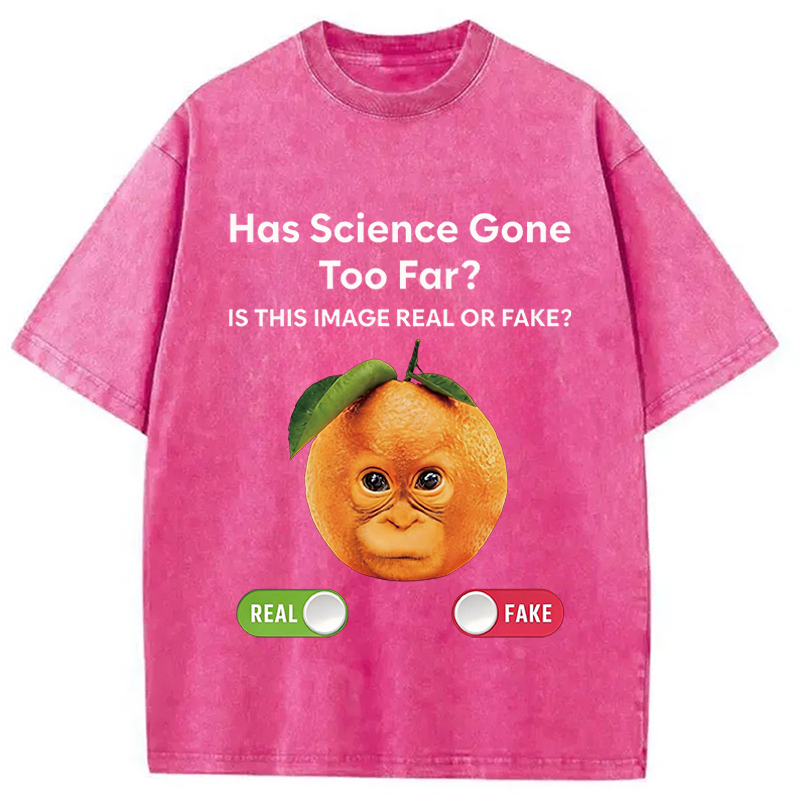 Modecanvas Has Science Gone Too Far Orange Monkey DTG Printing Washed T-Shirt