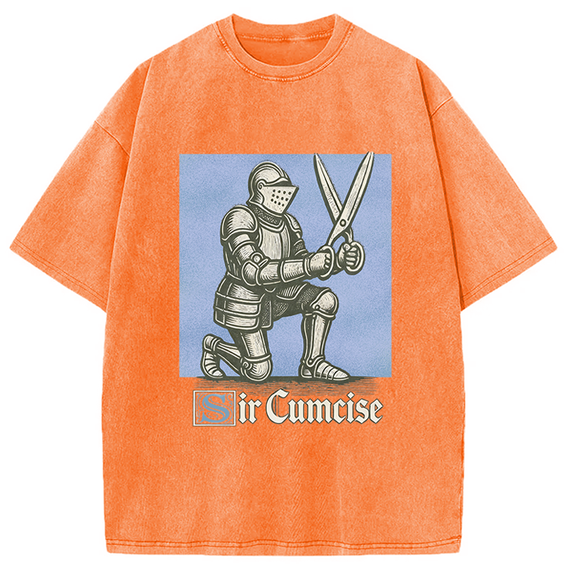 Modecanvas Funny Knight Meme DTG Printing Washed T-Shirt