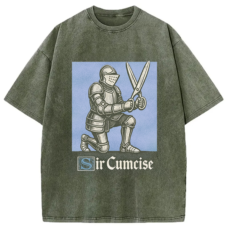 Modecanvas Funny Knight Meme DTG Printing Washed T-Shirt
