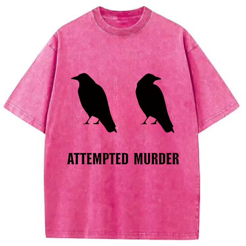 Modecanvas Attempted Murder of Crows Funny DTG Printing Washed T-Shirt