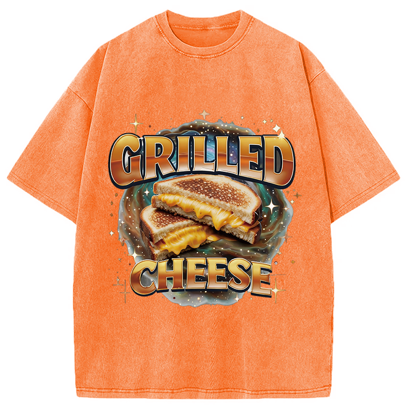 Modecanvas Grilled Cheese DTG Printing Washed T-Shirt