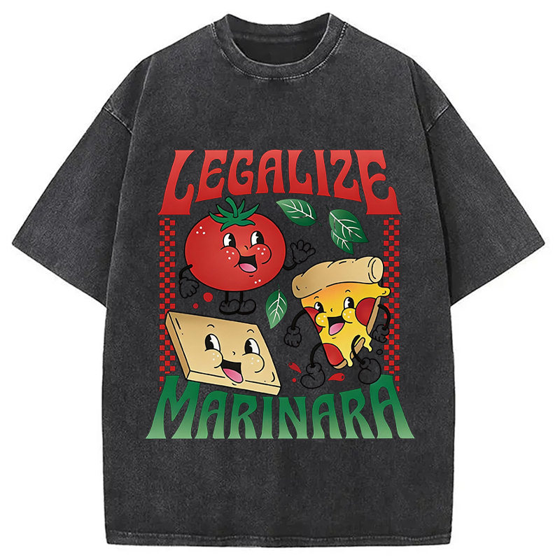 Modecanvas Funny Legalize Marinara DTG Printing Washed T-Shirt