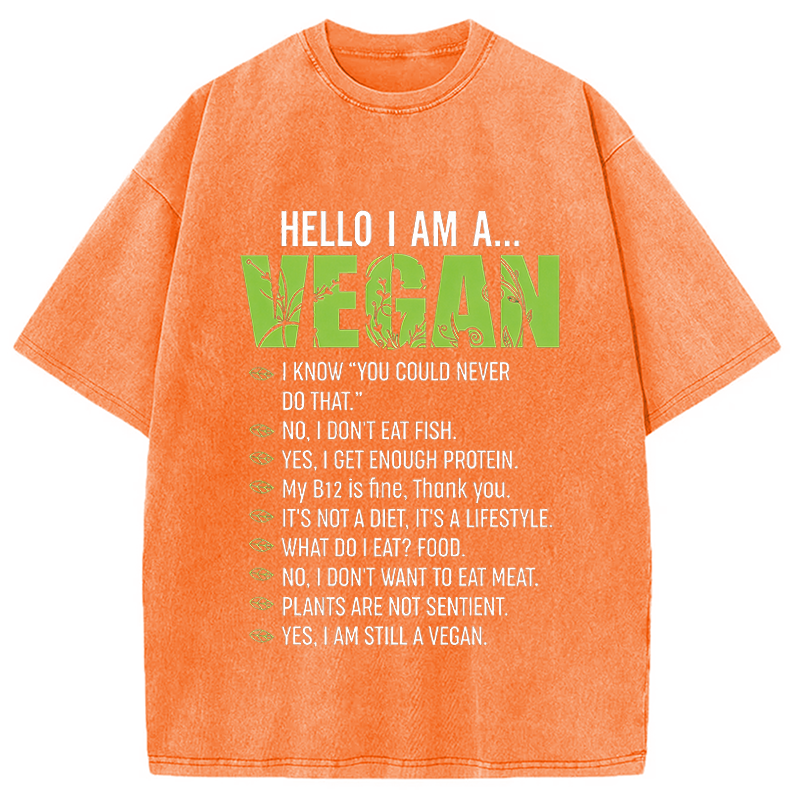 Modecanvas Funny Sarcastic Vegetarian DTG Printing Washed T-Shirt