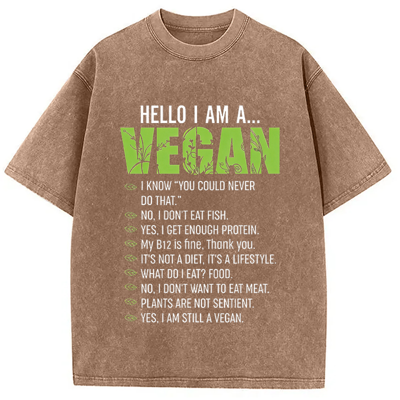Modecanvas Funny Sarcastic Vegetarian DTG Printing Washed T-Shirt