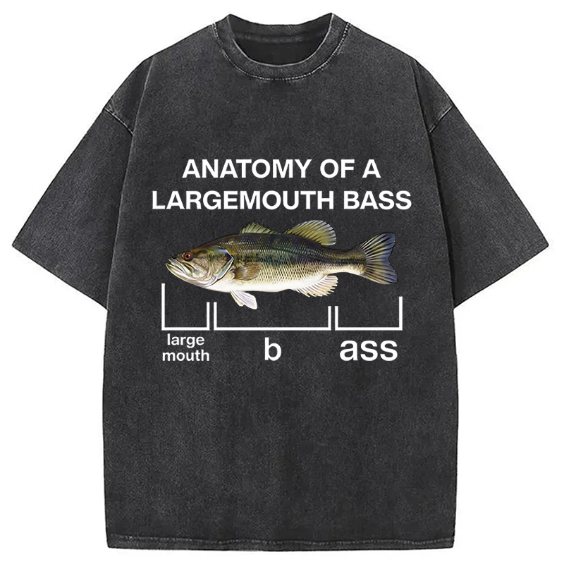 Modecanvas Anatomy Of A Large Mouth Bass Fish DTG Printing Washed T-Shirt