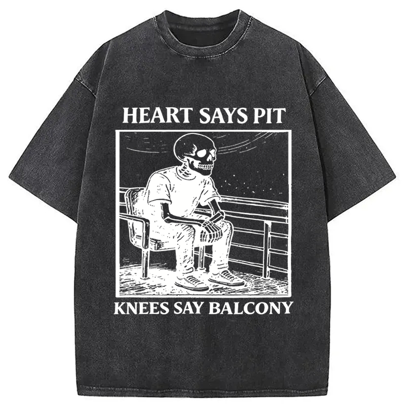 Modecanvas Heart Says Pit Knees Say Balcony DTG Printing Washed T-Shirt