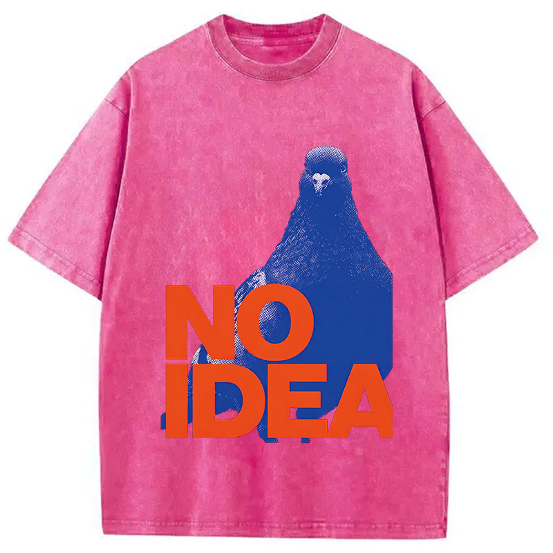 Modecanvas Funny Bird Pigeon Have No Idea DTG Printing Washed T-Shirt